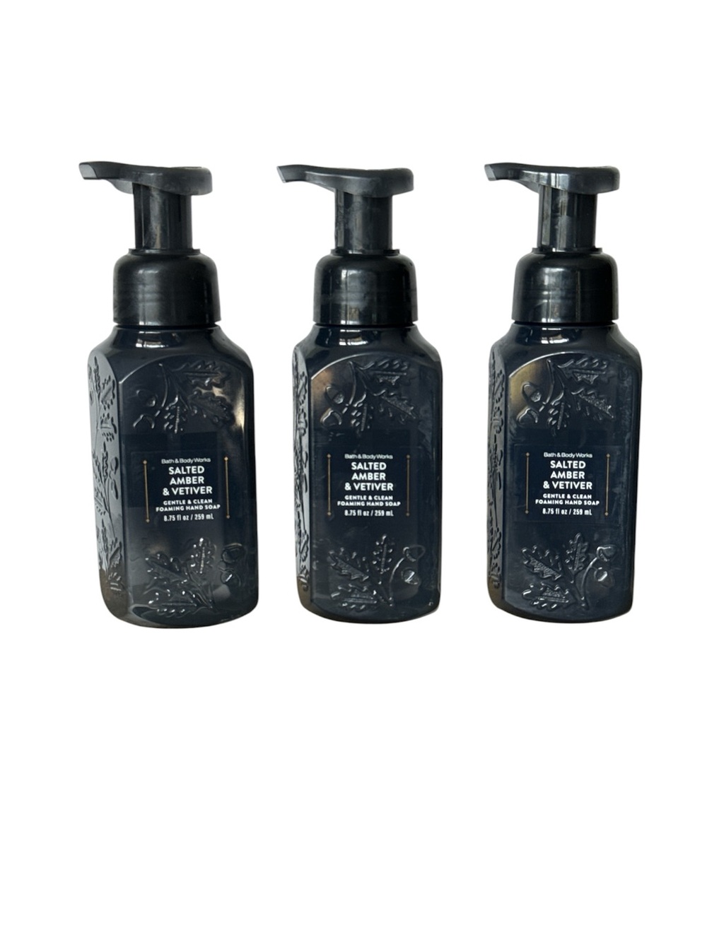 Bath & Body Works Salted Amber & Vetiver Foaming Hand Soap w/Essential oils x3
